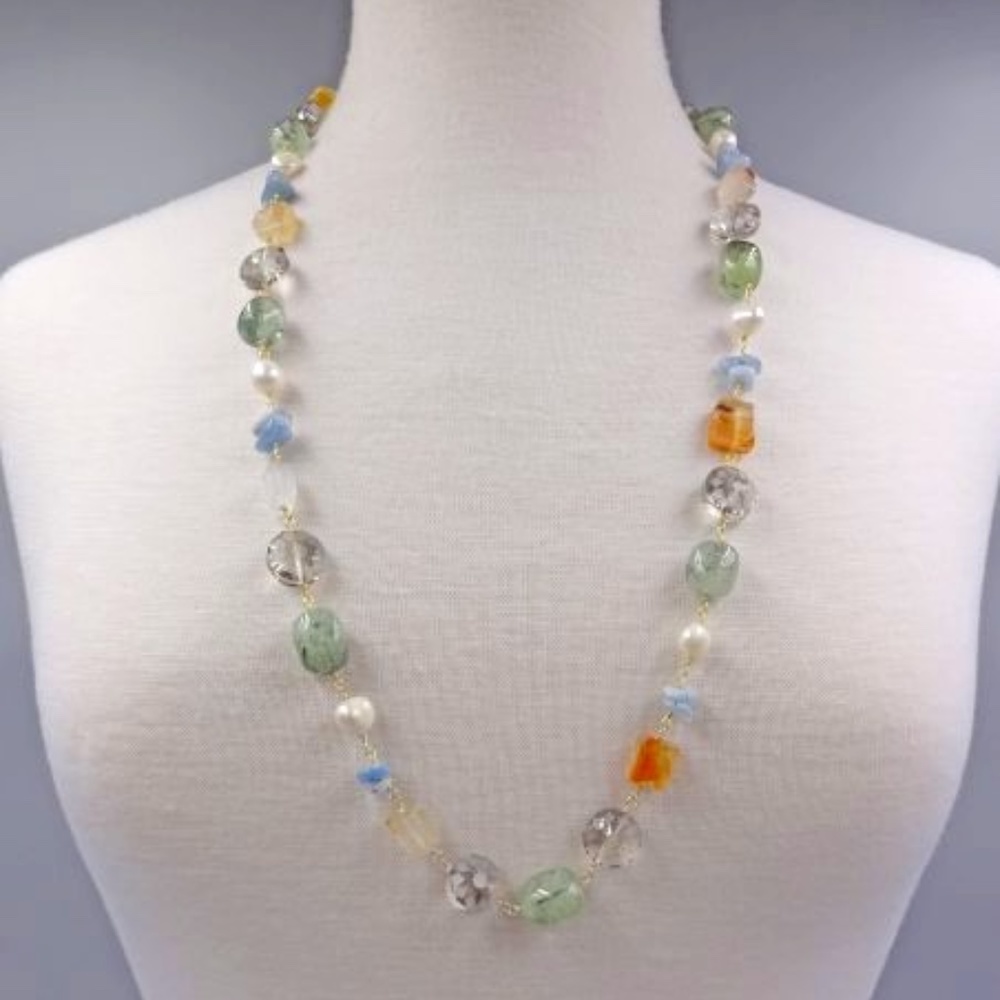 Mix Stone Wire Wrapped Necklace